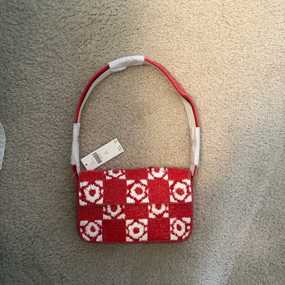 Anthropologie Red and White Fiona Beaded Bag, NWT - Picture 3 of 7